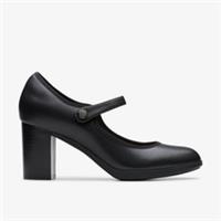 Clarks Womens Bayla Lily Black Leather Heels,Mary Jane Leather Smart