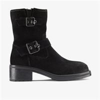 Clarks Womens Chai Charm Black Suede Mid Calf Boots Suede Casual