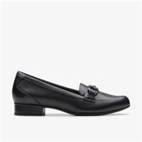Clarks Womens Juliet Echo Black Leather Slip Ons,Loafers Leather Smart