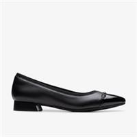 Clarks Womens Natalyn Dusk Black Leather Ballet Pumps,Slip Ons Leather Smart