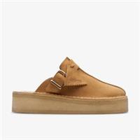 Clarks Womens Trek Wedge Mule Mid Tan Suede Slip Ons,Mules Suede Casual