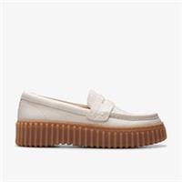 Clarks Womens Torhill Penny Cream Interest Torhill,Slip Ons,Loafers Leather