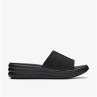Clarks Womens Drift Twist Black Wedges,Slip Ons Synthetic Casual