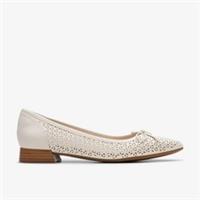 Clarks Womens Natalyn Step Off White Leather Ballet Pumps,Slip Ons Leather Smart