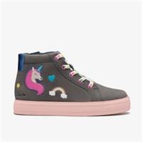 Clarks Girls Nova Myth Kid Blue Lace Up,High Tops,Ankle Boots Leather Casual