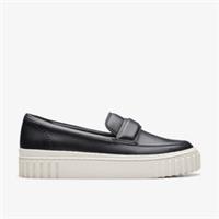 Clarks Womens Mayhill Cove Black Leather Slip Ons,Loafers Leather Casual