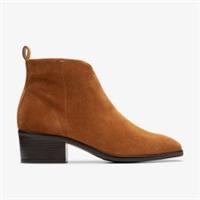 Clarks Womens Amser Izzy Tan Suede Cowboy Boots,Heels,Ankle Boots Suede Casual