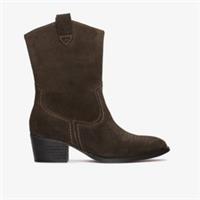 Clarks Womens Octavia Up Dark Brown Suede Heels,Mid Calf Boots Suede Casual