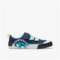 Clarks Boys Foxing Tail Kid Navy Combination Riptape,Canvas Textile Casual