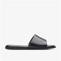 Clarks Womens Karsea Mule Black Leather Sliders,Flat Sandals,Slip Ons Leather