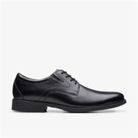 Clarks Mens Whiddon Plain Black Leather Derby Shoes Leather Smart