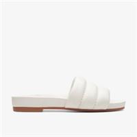 Clarks Womens Pure Soft Off White Leather Sliders,Slip Ons Leather Casual