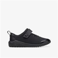 Clarks Boys Aeon Pace Kid Black School Shoes,Riptape Textile Sports