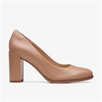 Clarks Womens Freva 85 Court Praline Leather Heels,Court Shoes Leather Smart