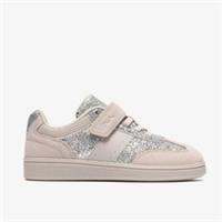 Clarks Girls Cypress Step Kid Silver Metallic Trainers Synthetic Casual