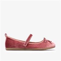 Clarks Girls Charm Tap Kid Dusty Pink Ballet Pumps Textile Casual