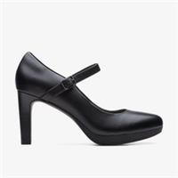 Clarks Womens Ambyr Shine Black Leather Heels,Mary Jane Leather Smart