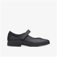 Clarks Girls Magic Step Bar Older Black Leather School Shoes,Mary Jane Leather