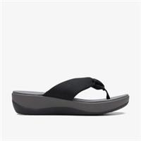 Clarks Womens Arla Glison 2 Black Fabric Flip Flops,Flatforms Textile Casual