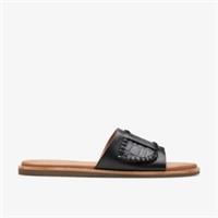 Clarks Womens Martime Mule Black Interest Sliders,Flat Sandals,Slip Ons Leather