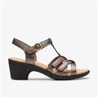 Clarks Womens Emily 2 Rose Bronze Metallic Heeled Sandals Leather Casual