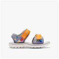 Clarks Kids Unisex,Girls,Boys Surfing Tide Toddler Grey/Orange Riptape,Flat