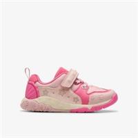 Clarks Girls Tidal Shell Toddler Pink Combination Riptape,Trainers Leather