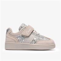Clarks Girls Cypress Step Toddler Silver Metallic Trainers Synthetic Casual