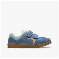 Clarks Girls Disco Vibe Kid Blue Riptape,Trainers Leather Casual