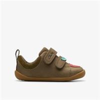 Clarks Boys Roamer Garden Toddler Dark Olive Riptape,Pre Walker Leather Casual