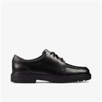 Clarks Boys Loxham Pace Youth Black Leather School Shoes,Lace Up Leather School