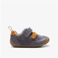Clarks Boys Tiny Fawn Toddler Grey Riptape,Pre Walker Leather Casual