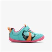 Clarks Girls Roamer Hero Toddler Aqua Riptape,Pre Walker Textile Casual