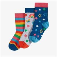 Clarks Girls Rock My Socks 3 Pack Infant Size 6-8 Rainbow/Stars Socks Textile
