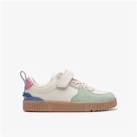 Clarks Girls Oslo Vibe Toddler White/Pink Riptape,Trainers Leather Casual