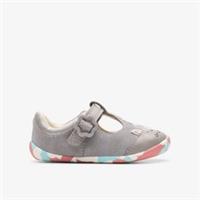 Clarks Girls Roamer Myth Toddler Grey Pre Walker,T Bar Shoes Leather Casual