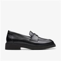 Clarks Womens Splend Edge Black Leather Slip Ons,Loafers Leather Casual