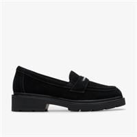 Clarks Womens Lauryl Step Black Suede Loafers,Slip Ons Suede Casual