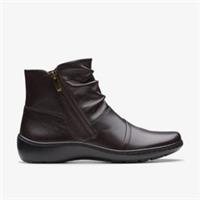 Clarks Womens Cora Pace Chocolate Leather Ankle Boots Leather Casual