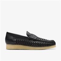 Clarks Mens Wallabee Penny Weave Black Leather Wallabee Leather Casual