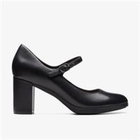 Clarks Womens Bayla Nora Black Leather Heels,Mary Jane Leather Smart