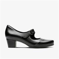 Clarks Womens Rosalyn Wren Black Leather Heels,Mary Jane Leather Smart