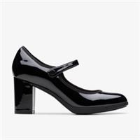 Clarks Womens Bayla Lily Black Patent Heels,Mary Jane Synthetic Smart