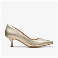 Clarks Womens Violet55 Rae Champagne Heels,Court Shoes Leather Smart