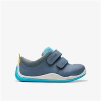 Clarks Kids Unisex,Girls,Boys Noodle Fun Toddler Steel Blue Riptape Leather