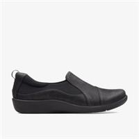 Clarks Womens Sillian Paz Black Slip Ons Textile Casual