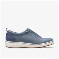 Clarks Womens Brinkley Sky Lace Navy Slip Ons Textile Casual