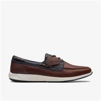 Clarks Mens ATL Sail Go Navy/Tan Boat Shoes Leather/Synthetic Sports