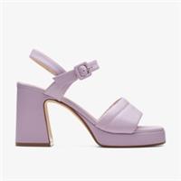 Clarks Womens Patema Part Lilac Leather Heeled Sandals Suede Smart