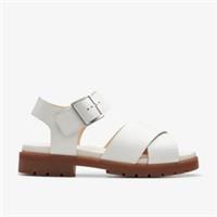 Clarks Womens Orinoco Cross Off White Leather Flat Sandals Leather Casual